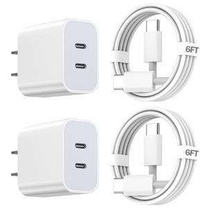 iPhone 17 Charger,Apple Charger Fast Charging,2Pack Dual Port Power Delivery Apple Charging Block,6FT USB C to C iPhone 17 Charge Cable,USB C Charge for iPhone 17/17 Air/16/15 Pro/iPad Pro/Air/Mini