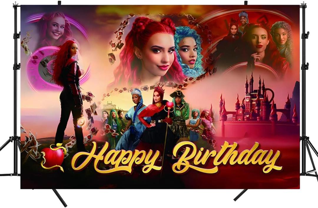 Descendants Backdrop,Descendants Birthday Party Banner Background for Children Birthday Party Decoration Supplies,(5x3ft)