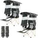 Nice C Chair with Canopy, Umbrella Chairs, Chair with Shades, Sports Chairs, w/Removable Footrest, Cooler Bag, Cup Holder for Camping, Fishing, Sports, Beach (2-P Green), 2-Pack Green w/Footrest
