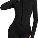 FEOYA Women Full Zip Workout Jacket Long Sleeve Slim Fit for Yoga Running Golf Athletic Jacket with Thumb Hole (Black, M)