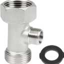 Bidet T Adapter, 3-Way Tee Connector 7/8"x7/8"x3/8" with Gasket - Toilet Faucet Splitter & Shower Head Diverter Valve for Bidet Sprayer Attachment, Bidet Hose Fitting for RV & Home Plumbing