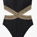 Milumia Women's Stitch Detail Strapless One Piece Swimsuit Cut Out Bandeau Bathing Suit L