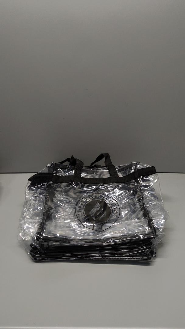Medium clear bag, black logo, black strap, 5 pcs