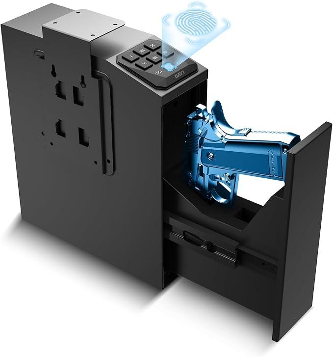DAYI Biometric Gun Safe for Handgun, Fingerprint Pistol Safe with 3 Ways Quick Access and Silent Mute Function for Beside Nightstand  T12