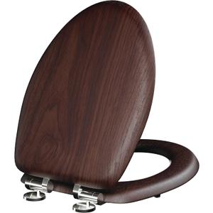 Elongated Acacia Wood Toilet Seat, Slow Close Solid Wood Toilet Seat Support 400 lbs, Heavy Duty Oval Toilet Lid with Soft Close Chrome Hinges, Grip-Tight Bumpers - Easy to Clean, Quick Assembly