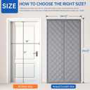 Magnetic Thermal Door Curtain Fits 32"X80" Doors, Thermal Door Cover for Winter Curtain Size 34x82Inch Thicken Oxford and Cotton Fill Doors Draft Stopper to Keep Cold Air Out Gray