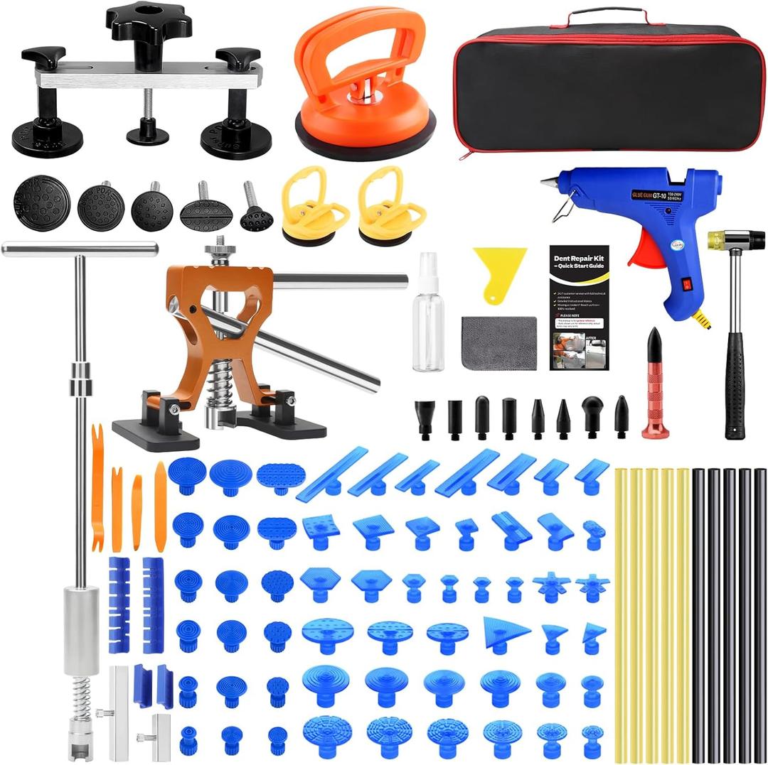 VEXTRO Paintless Dent Repair Kit, Dent Puller kit,Dent Removal Tools with Metal Dent Lifter, Bridge Puller, Slide Hammer T-Bar, PDR Kit for Car Dent Repair, Auto Body Dent Puller, Hail Damage Removal