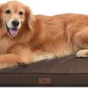 Outdoor All Weather XL Dog Bed, Waterproof Dog Bed for Extra Large Dogs, Orthopedic Egg Crate Foam Pet Bed with Removable Washable Oxford Cooling Cover, 44x32 Inch, Brown