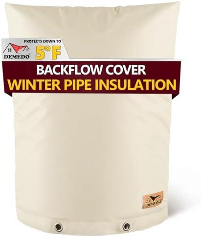 Backflow Preventer Insulation Cover - Water Pipe Insulation Sprinkler Cover for Outside - Insulated Backflow Cover Pouch for Irrigation Back Flow Valve in Winter or Sun Exposure (16" W x 20" H, Sand)