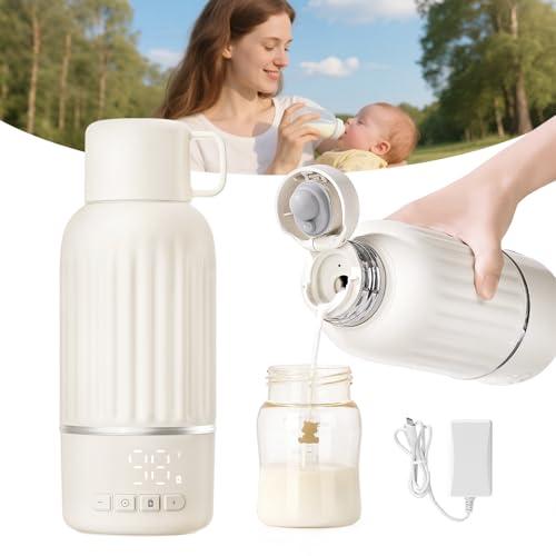 Snow Bear Portable Bottle Warmer for Travel, Fast Heating in 2.5 Mins for Breast Milk, 10200mAh Battery with LED Display, 17oz Large Capacity, Baby Bottle Warmer with Precise Temperature Control-Cable