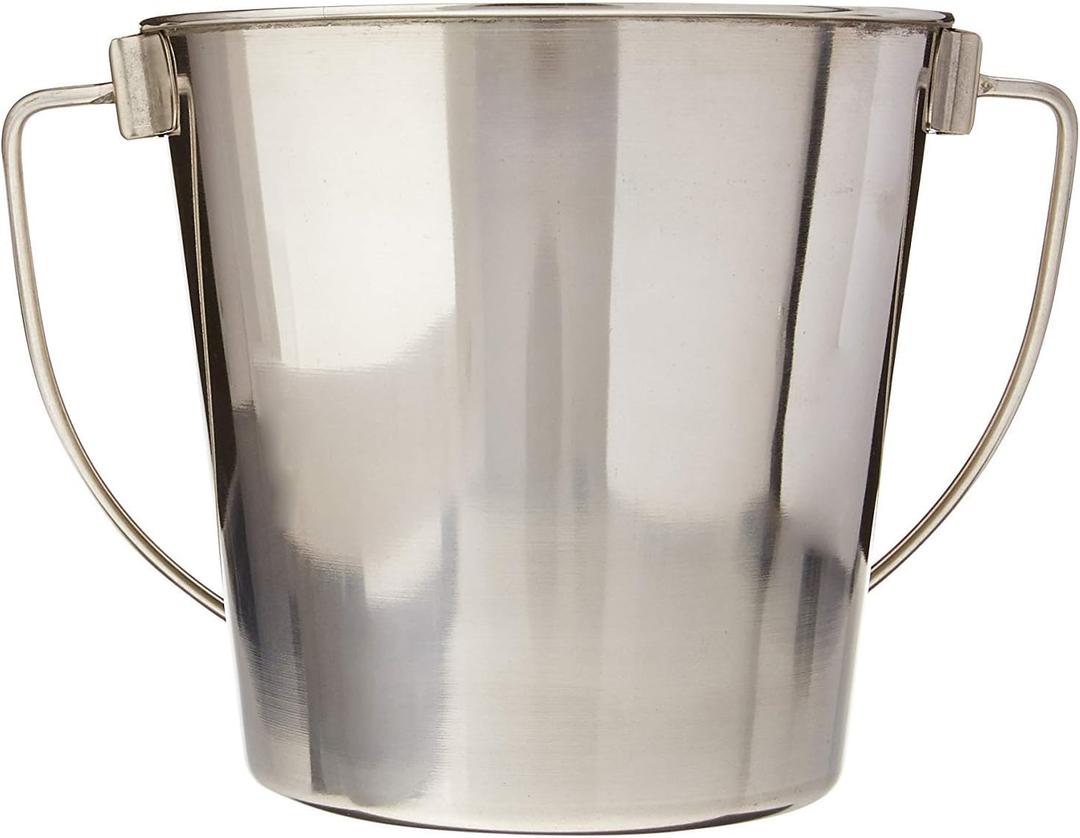 Heavy Stainless Steel Round Bucket, 2 Quart | Durable Food & Water Pail for Dogs, Cats, Kennels, Cages and Critter Crates | Multi-Purpose Bucket