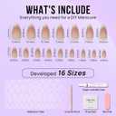 BTArtbox Press On Nails Almond - Medium Cat Eye French Tip Nails with Glue for Daily Nail Art, Fake Nail Extensions In 16 Sizes - 32 Nail Kit, Liquid Radiance