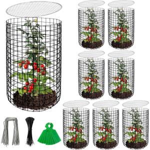 Adnee 8 Pack Wire Plant Protector with Cover-20" x 11" Detachable Metal Plant Protectors Mesh-Garden Plant Protectors for Flower Vegetable to Keep Animals Out