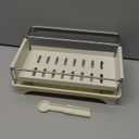 IEUDNS Sponge Holder for Kitchen Sink Stainless Steel Home Decor Detachable Soap Dispenser Organize Dishcloth Rack with Drain Tray, Beige