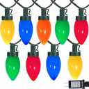 C9 Bulbs Christmas Lights, 33ft 50LEDs Outdoor Christmas String Lights, 5 Sets Connectable, IP65 Waterproof Outdoor Indoor Vintage Fairy Lights for Christmas Tree Party Decor (Multicolor)