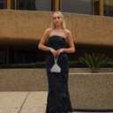 MEROKEETY Women's Floral Strapless Maxi Dress 2026 Summer Mesh Tube Bodycon Formal Wedding Guest Cocktail Party Long Dresses (Black, L)