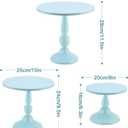 Set of 3 Blue Cake Stands, Metal Round Cake Holder Dessert Pie Pizza Display Stand 8" 10" 12" Serving Tray Decoration for Wedding Celebration Party Birthday Baby Shower