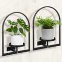 2 Pack Wall Plant Holders  Black Metal Wall-Mounted Plant Stands for Indoor & Outdoor Use, Space-Saving Plants Shelf for Home Decor (11.82 x 4.4 x 15.76)