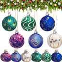 Briwooody 24 Pcs Peacock Wooden Ornaments Set Peacock Blue Purple Green Decor Christmas Hanging Signs with Rope Pendants for Christmas Tree Indoor Home Event Theme Party Decorations