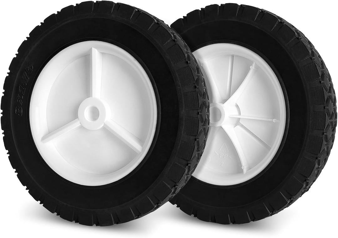 72-108 Wheels Replaces for Oregon, 8 Inch Universal Wheels Tires Compatible with Craftsman AYP MTD Lawn Mower, Radio Flyer Wagon, BBQ Grill, Hand Truck, and Lawn Sprayer (White)