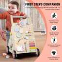 Pithfor Wooden Baby Walker, Baby Push Walker, Push Walker Toys for Babies Learning to Walk & Sit-to-Stand, with Montessori Sensory Toy & Activity Center for Girls Boys