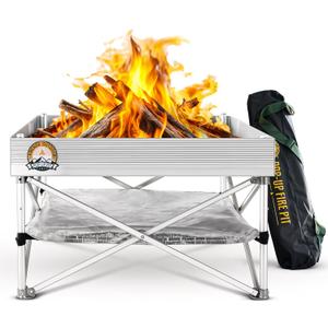 Fireside Outdoor Portable Fire Pit for Camping, Portable Fire Pit Grill for Backyard, Outdoor Firepit with Heat Protect, Camping Firepits, Standing Bonfire Outside for Backyard, 8 lb Weights - 24 inch