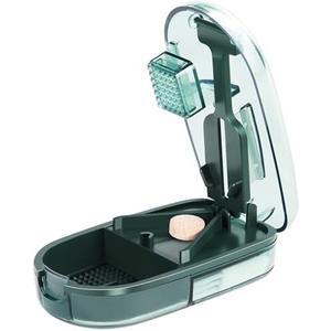 ColeMela Pill Cutter Splitter for Small and Tiny Pills, or Large Pills. V-Shaped Design for Multiple Sizes. Safety Blade Guard. Loss-Proof Built-in Small Brush & Sliding Door Pill Storage (Green)