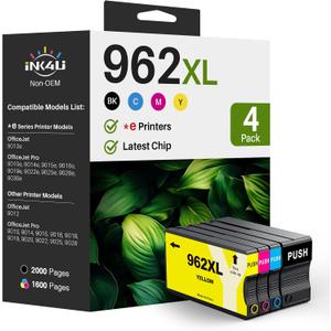 (Latest Chip) 962XL Ink Cartridges Combo Pack Remanufactured Replacement for HP 962XL 962 Ink Cartridges for HP OfficeJet Pro 9015e 9018e 9025e 9010 9015 9018 9020 9025 Printer (1BK/1C/1M/1Y, 4 Pack) (962-4P)