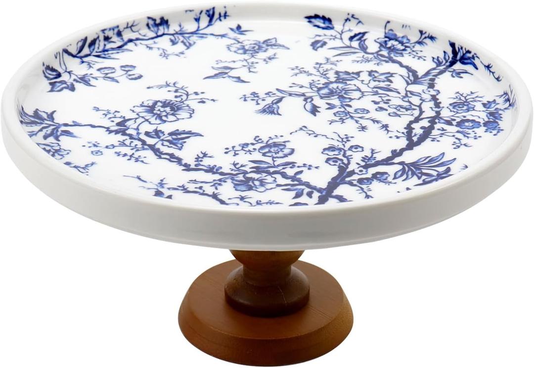 Crapyt Ceramic Cake Stand Round Cake Display Stand Dessert Display Cupcake Stands for Cakes, Fruits, Snacks Mini Cake Stand7.874.13" (Brown and White)