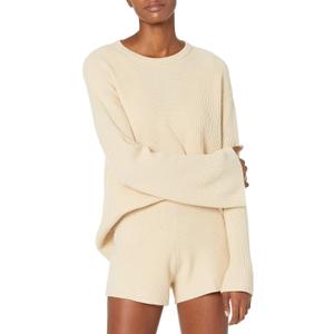 The Drop Women's Alice Crew-Neck Back-Slit Ribbed Pullover Sweater (Large, Creme Brulee) The Drop Women's Alice Crew-Neck Back-Slit Ribbed Pullover Sweater (Large, Creme Brulee)