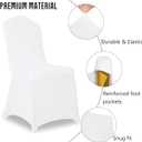 100 Pack White Stretch Polyester Spandex Chair Covers Universal Washable Removable Chair Slipcovers Protector for Wedding Banquet Events Party Dining Decoration