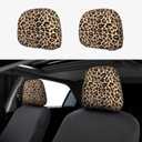 Yobvec Cheetah Print Car Seat Headrest Covers Universal Size, Soft Breathable Leopard Car Accessories 2 Packs