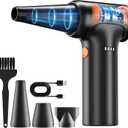 Compressed Air Duster, Rechargeable Cordless Compressed Air Duster with Brushless Motor- 3-Speed Adjustable, Replaces Compressed Air Cans for Keyboard, Computer, Car & Outdoor Cleaning