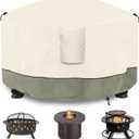 Fire Pit Cover,Outdoor Heavy Duty 600D 100% Waterproof Fire Pit Cover Round,Weatherproof Firepit Covers Round 40" Dia x 20" H,Beige