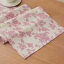 100% Cotton French Pastoral Table Runners, 13x108 Inch Pink Farmhouse Table Runners 108 Inches Long, Vintage Flowers Print Home Decors