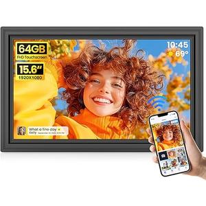 64GB 15.6" Large Digital Picture Frame, Uhale WiFi Electronic Photo Frames with 1920 x 1080 FHD IPS Touch Screen, Support AutoRotate Wall Mounted SD&USB Card, Share Photos/Videos from Phone Instantly