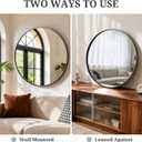 Round Wall Mirror 24 Inch Black Vanity Mirror with Metal Frame, Modern Circle for Bathroom, Entryway, Bedroom, Living Room, Wall Mounted Decorative Mirrors