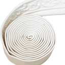 WAPANE 90" x 3.1" Peel Stick Foam Molding Trim Self Adhesive, Crown Molding Wallpaper Border Flexible, 3D Wall Edging Lines Foam Baseboard, Wall Base Moulding Trim for Home, Hotel DIY Decoration (White)