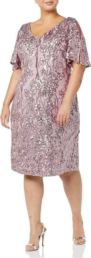 Alex Evenings Women's Plus Size Short Sequin Dress 18 plus