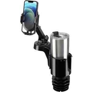 JOYTUTUS Cup Holder Phone Mount for Car, Car Cellphone Large Adapter Long Arm with 360 Degree Rotation, Compatible iPhone, Samsung & All Smartphones,Black,1 Pack