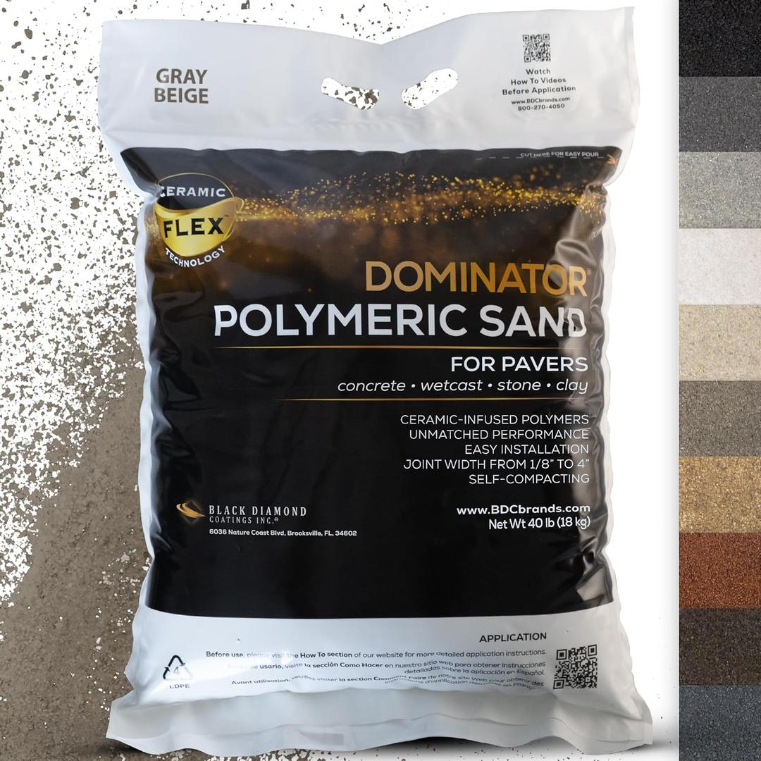 40 Pound Gray Beige DOMINATOR Polymeric Sand with Revolutionary Ceramic Flex Technology for Stabilizing Paver Joints/Gaps, 1/8 up to 4, Professional Grade Results