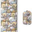 QOOMO Camping Sleeping Bags,3 Season Warm & Cool Weather,Lightweight,Waterproof Sleeping Bags for Adults & Kids,Traveling,and Outdoors,Camping Gear Equipment (Kawaii Cats 8)