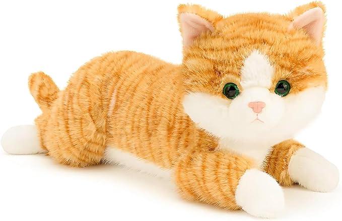 19 inch 3 lbs Cat Weighted Stuffed Animals, Realistic Weighted Cat Stuffed Animal, Sensory Comfort Plush Throw Pillow, Soft Kawaii Kitty Plush Toy Gift for Adults Kids Youth Orange Tabby Cat