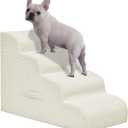 Dog Steps for Small Dogs, 4-Step Pet Ramp Stairs for High Beds and Sofa, Non-Slip Pet Stairs for Small Dogs and Cats, Removable and Easy to Clean Cover, Beige