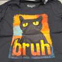 Funny Cat Bruh For Teens Boys Girls Men Women Meme Graphic T-Shirt (Small, Black)