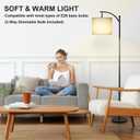 LALISU Modern Floor Lamp, 3-Ways Dimmable Standing Lamp with Linen Shade, Adjustable Height, Foot-Step Switch, Reading Lamp for Living Room, Bedroom, Office, 9W Bulb Included (Black)