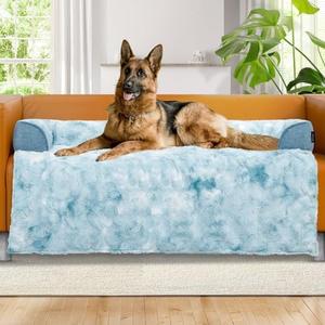 blunique Calming Extra Large Dog Couch Bed for Dogs, 45 x 37 inch Waterproof Removable Pet Mat Couch Cover for Furniture Protector, Non-Slip Fluffy Pelsbarn Dog Bed for Couch, Sofa, Car - Tie-Dye Blue