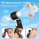 6000mAh Portable Handheld Fan with Ice Cooling, 199 Levels Stepless Speed, 20H Long Battery Life, 20000RPM Turbo Fan Rechargeable Personal Mini Fan for Travel, Outdoor, Makeup (Black)