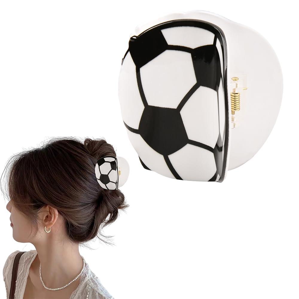 Football Hair Clip for Women Soccer Claw Clips for Hair Accessories Sports Hair Clips for Women Non Slip Soccer Foot Ball Jaw Clips for Girls Football Soccer Accessories Stuff Hair Clamps (White)