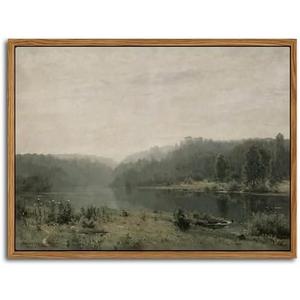 Floating Framed Canvas Wall Art, Vintage Wild Field Oil Painting Pictures Prints, Modern Farmhouse Natural landscape Wall Decor for Living Room Bedroom Dining Room Office Decor 8x10 inch
